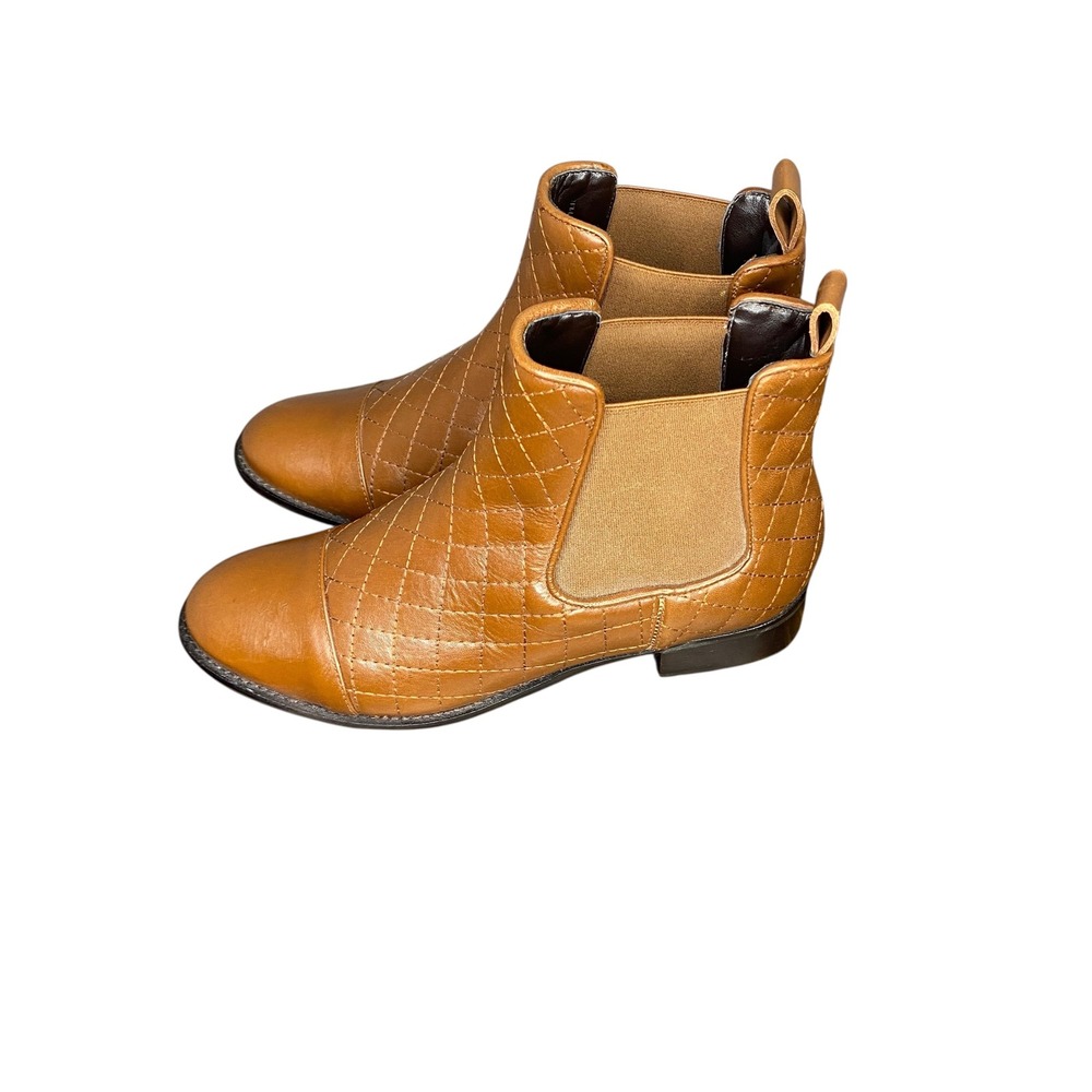 Talbots‎ Brown Quilted Leather Chelsea Ankle Boots Size 8M